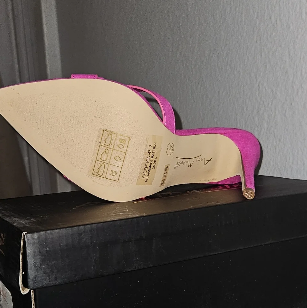 Anne Michelle Exception Pink Open Toe Slip-On Heels - Picture 5 of 5